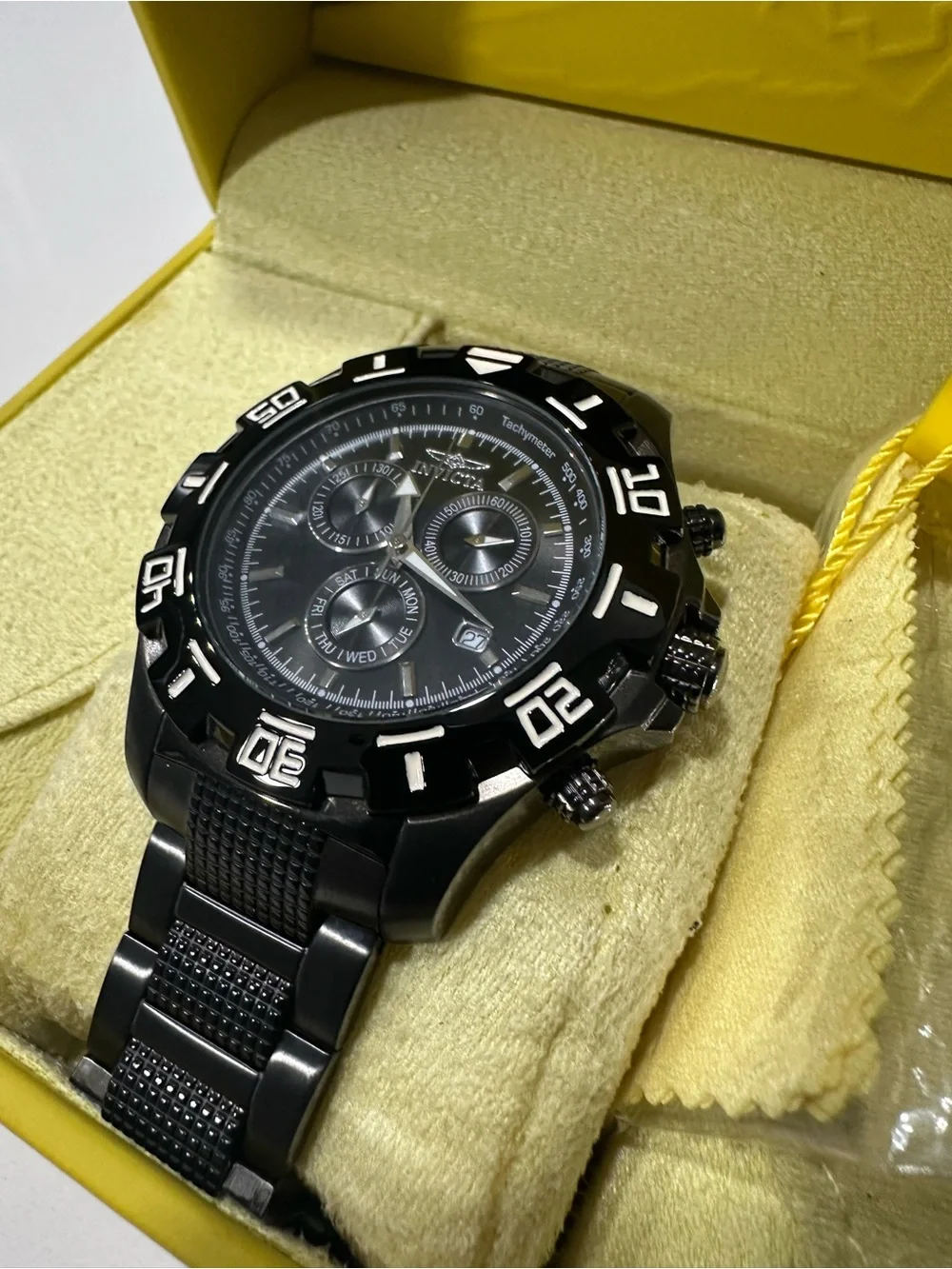 Invicta 6412 Specialty Chronograph Dive Watch Men 46mm Black Dial Black Tone
